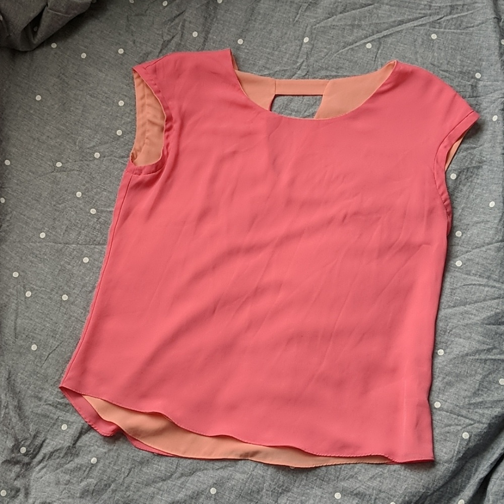 Pink and peach reversible blouse